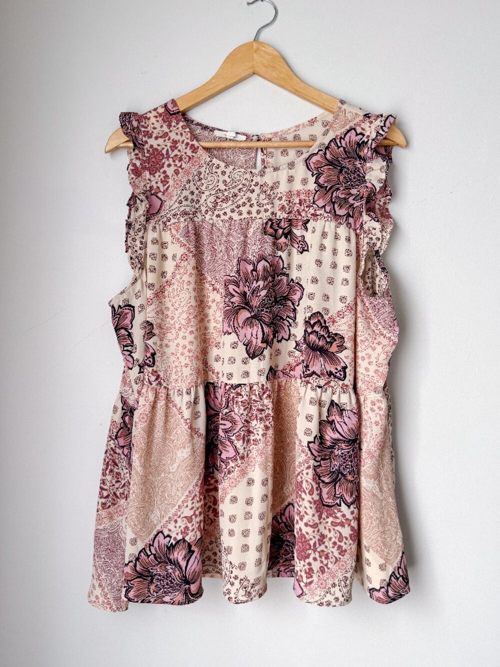 Maurices Floral Paisley Ruffle Sleeve Tank Top Plus Size 1